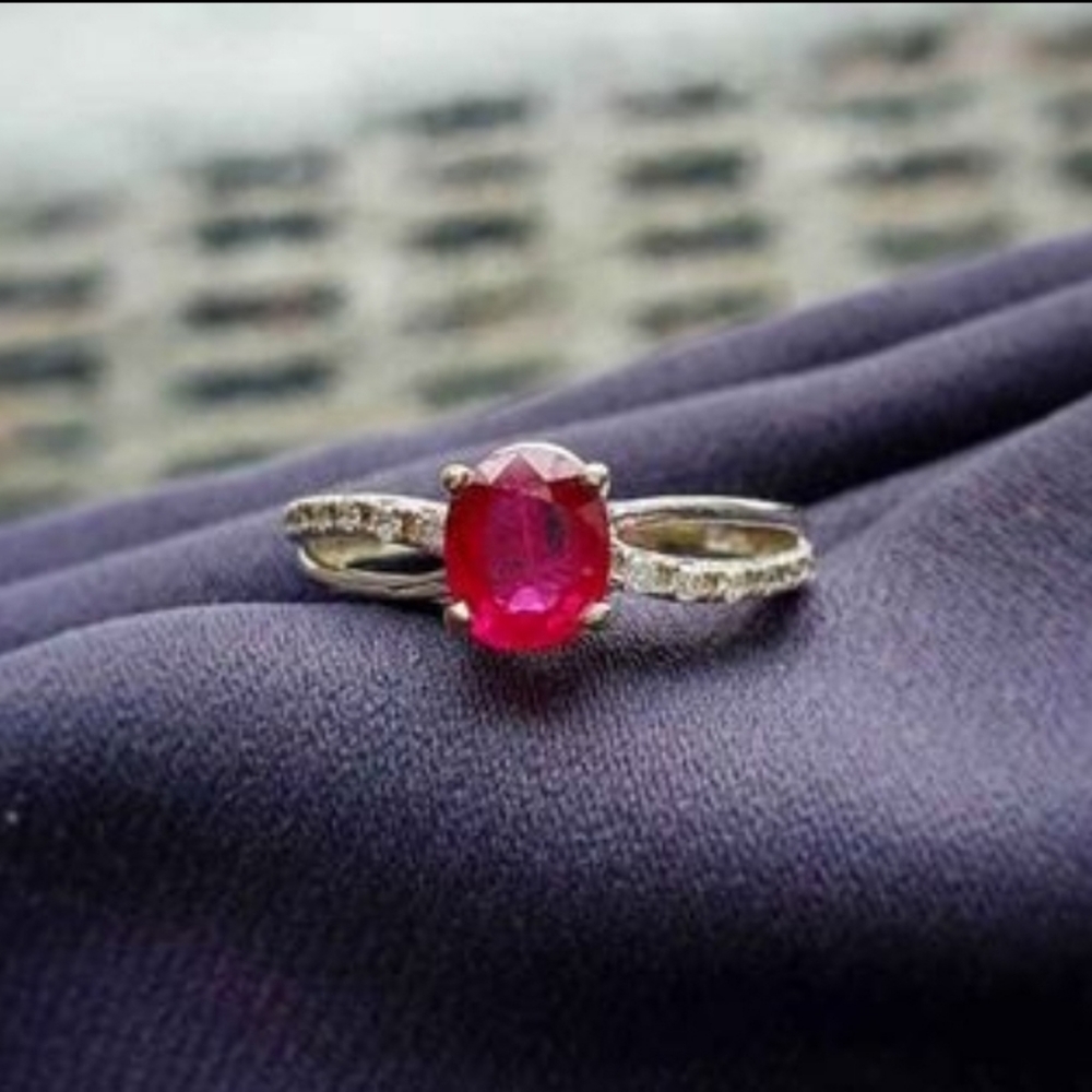 Ruby Ring With Diamond Accents - image 1